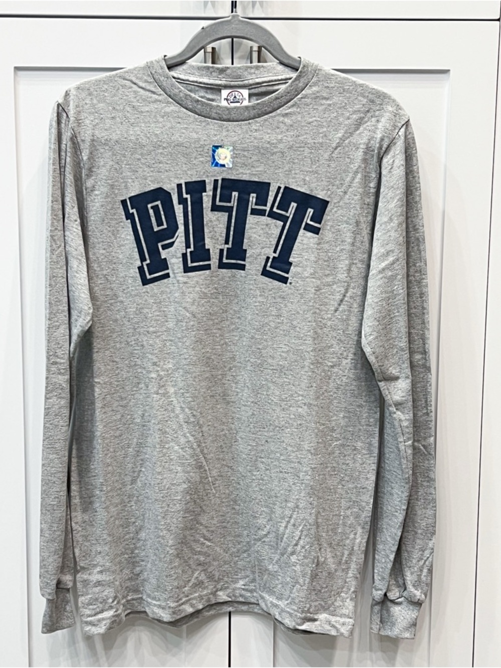PITT Panthers (University of Pittsburgh) Gray Heathered Long Sleeve TShirt Sz S